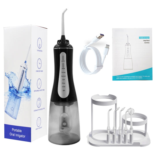 350ML Water Tank Oral Irrigator Rechargeable 5 Gear Adustable Water Flosser, Spec: With  Bracket Black - Oral Irrigators by buy2fix | Online Shopping UK | buy2fix