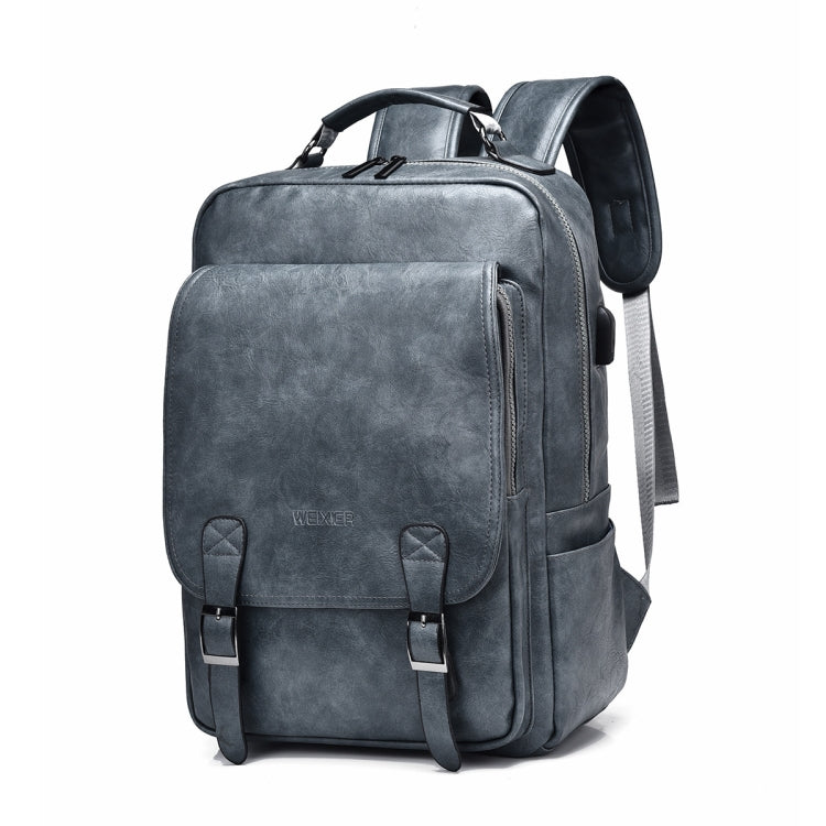 WEIXIER B677 Large Capacity Waterproof Business Backpack with USB Charging Hole(Gray Blue) - Double-shoulder Bags by WEIXIER | Online Shopping UK | buy2fix