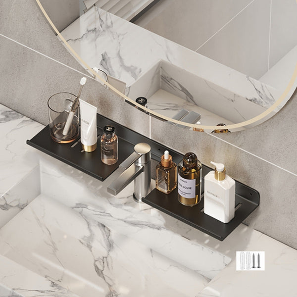 Faucet Rack Home Bathroom Vanity Shelf No Hole Storage Shelf, Length: 50cm U-shaped (Black) by buy2fix