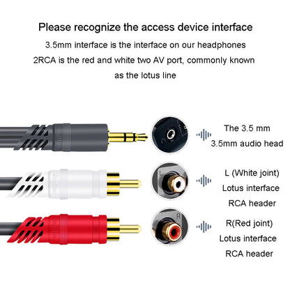 JINGHUA 3.5mm To 2RCA Audio Cable Game Console Outdoor Audio Connection Cable, Size: 30m(Grey) - RCA Cable by JINGHUA | Online Shopping UK | buy2fix