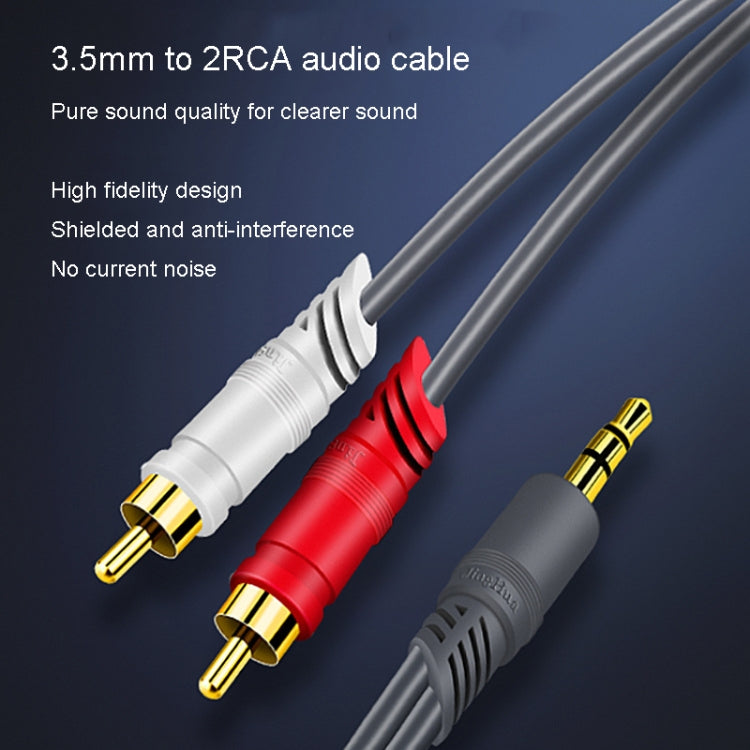 JINGHUA 3.5mm To 2RCA Audio Cable Game Console Outdoor Audio Connection Cable, Size: 20m(Grey) - RCA Cable by JINGHUA | Online Shopping UK | buy2fix
