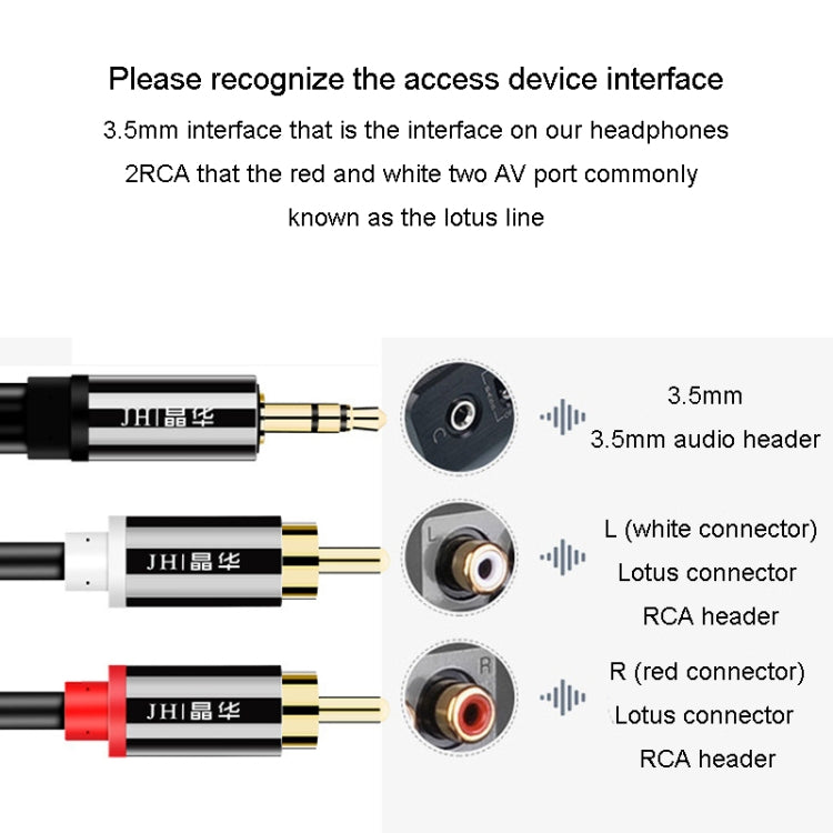 JINGHUA 1 In 2 3.5mm Audio Cable  3.5mm To 2RCA Double Lotus Computer Speaker Cell Phone Plug Cable, Length: 3m - RCA Cable by JINGHUA | Online Shopping UK | buy2fix