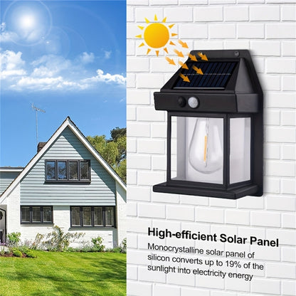 Solar Outdoor Tungsten Wall Light 3 Modes Body Sensing Waterproof Garden Villa Night Light, Spec: Regular Black - Solar Lights by buy2fix | Online Shopping UK | buy2fix