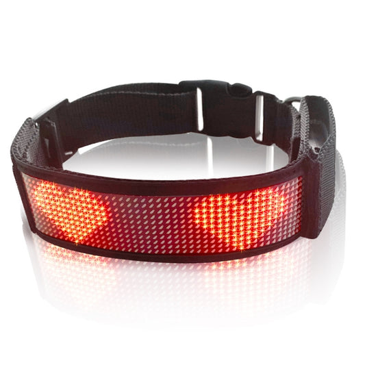LED Display Pet Collar Rechargeable High Visibility DIY Single Color Collar(Red) - Collars by buy2fix | Online Shopping UK | buy2fix
