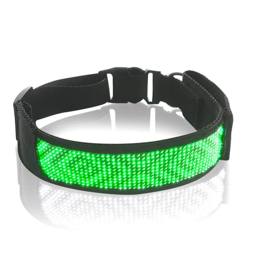 LED Display Pet Collar Rechargeable High Visibility DIY Single Color Collar(Green) - Collars by buy2fix | Online Shopping UK | buy2fix