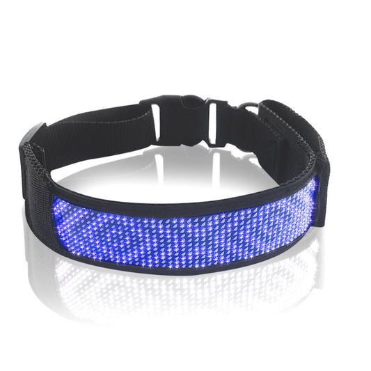 LED Display Pet Collar Rechargeable High Visibility DIY Single Color Collar(Blue) - Collars by buy2fix | Online Shopping UK | buy2fix