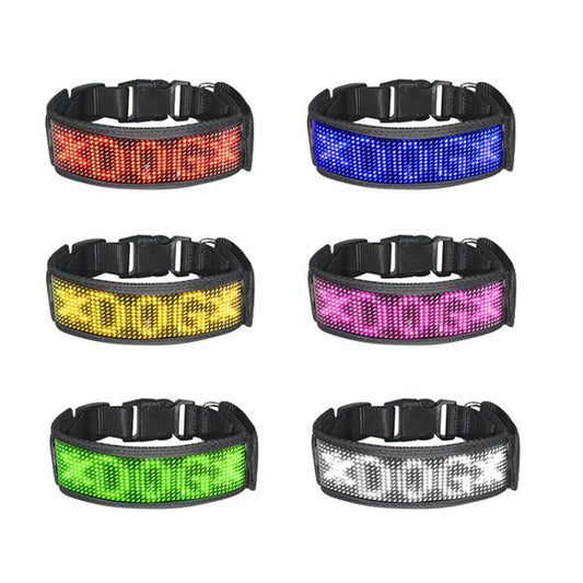 LED Display Pet Collar Rechargeable High Visibility DIY Single Color Collar(Red) - Collars by buy2fix | Online Shopping UK | buy2fix