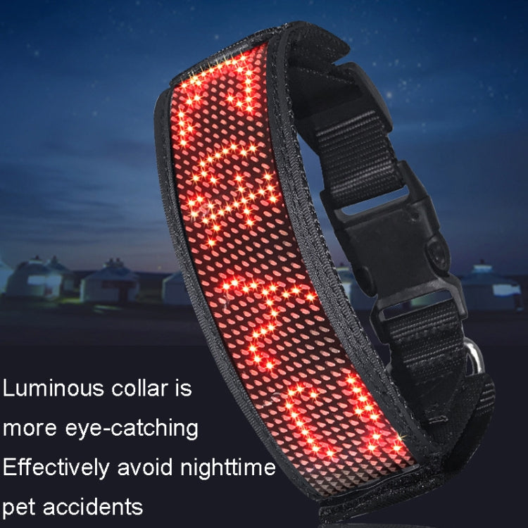 LED Display Pet Collar Rechargeable High Visibility DIY Single Color Collar(Blue) - Collars by buy2fix | Online Shopping UK | buy2fix