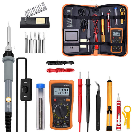 19 in 1 60W Adjustable Temperature Soldering Iron Multimeter Tool Set, Color: Gray US Plug - Electric Soldering Iron by buy2fix | Online Shopping UK | buy2fix