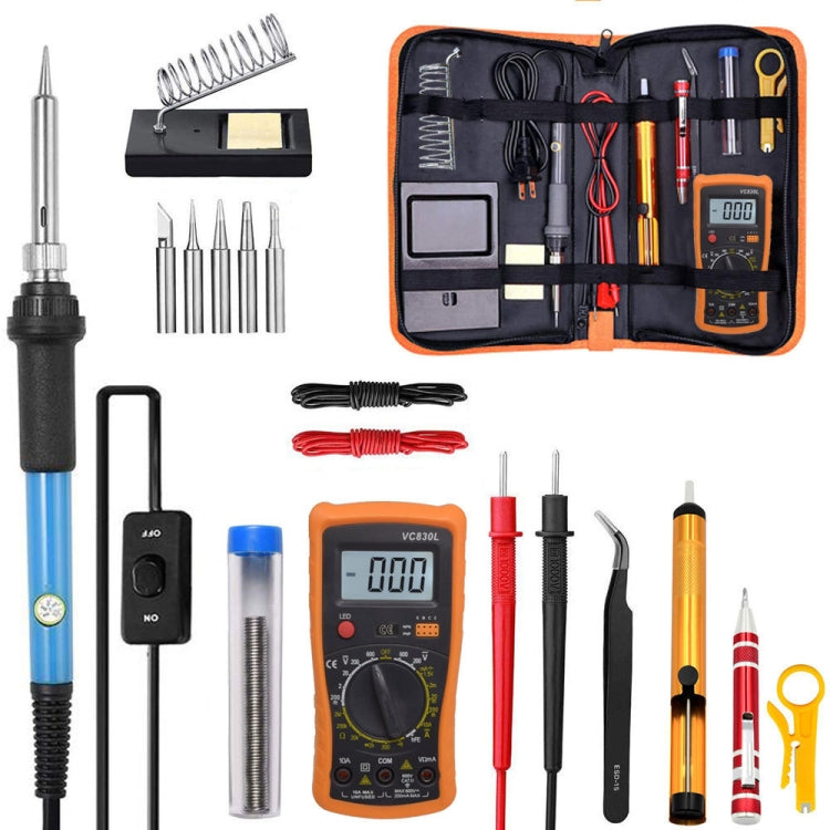 19 in 1 60W Adjustable Temperature Soldering Iron Multimeter Tool Set, Color: Blue EU Plug - Electric Soldering Iron by buy2fix | Online Shopping UK | buy2fix
