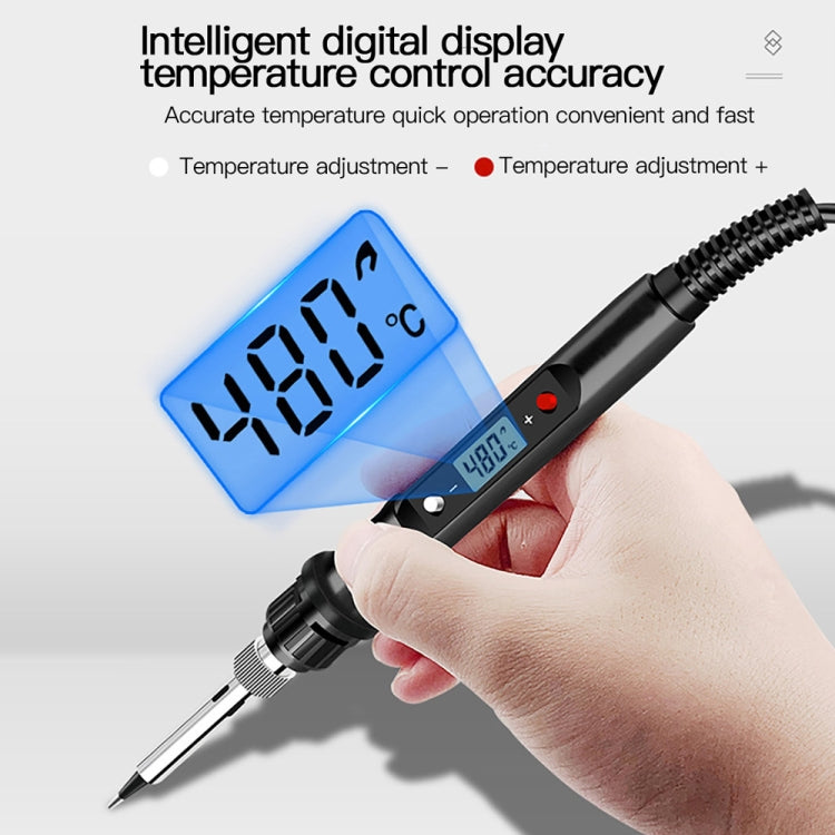 10pcs/ Set 80W Internal Heating Welding Digital Display Soldering Iron Temperature Adjustment Set, Model: Black EU Plug - Electric Soldering Iron by buy2fix | Online Shopping UK | buy2fix