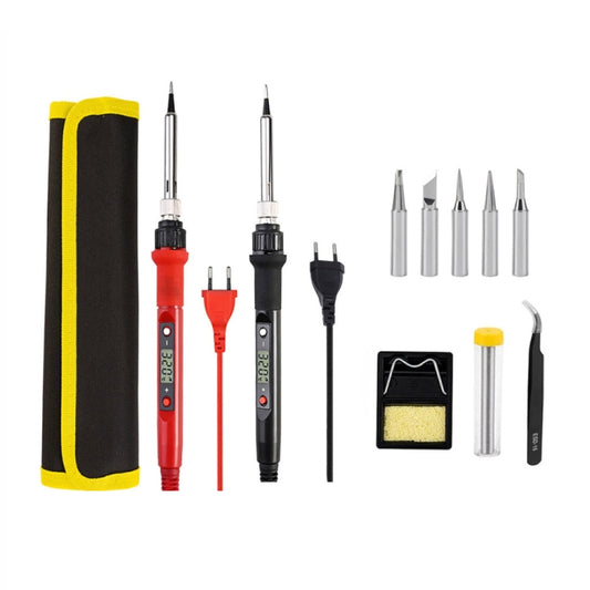 10pcs/ Set 80W Internal Heating Welding Digital Display Soldering Iron Temperature Adjustment Set, Model: Black US Plug by buy2fix