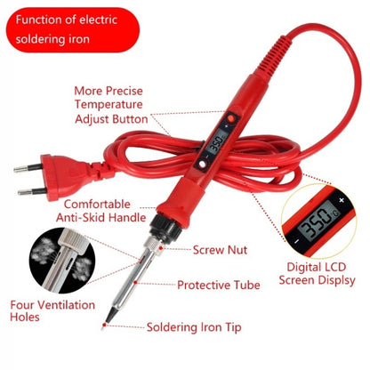 10pcs/ Set 80W Internal Heating Welding Digital Display Soldering Iron Temperature Adjustment Set, Model: Black EU Plug - Electric Soldering Iron by buy2fix | Online Shopping UK | buy2fix