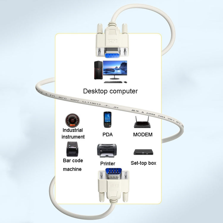 JINGHUA B110 Male To Female DB Cable RS232 Serial COM Cord Printer Device Connection Line, Size: 5m(Beige) - RS485 / RS232 Series by JINGHUA | Online Shopping UK | buy2fix