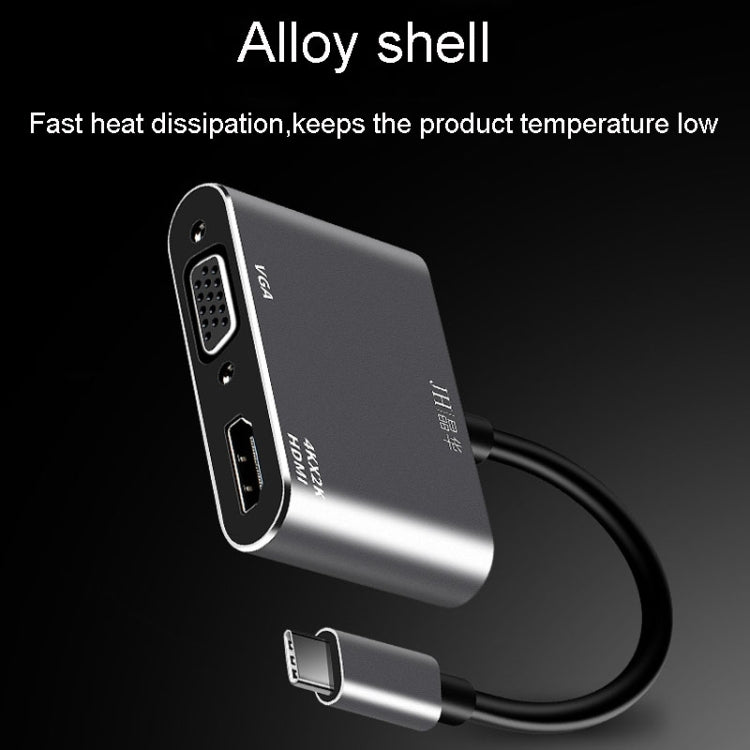 JINGHUA Z321 Multifunctional HUB Docking Station Converter, Interface: Type-C To HDMI+VGA by JINGHUA