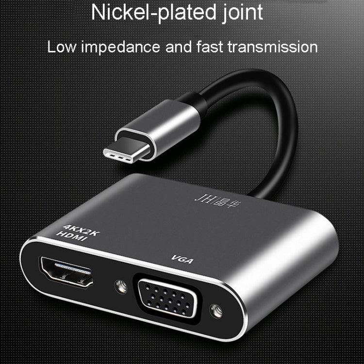JINGHUA Z321 Multifunctional HUB Docking Station Converter, Interface: Type-C To HDMI+VGA by JINGHUA