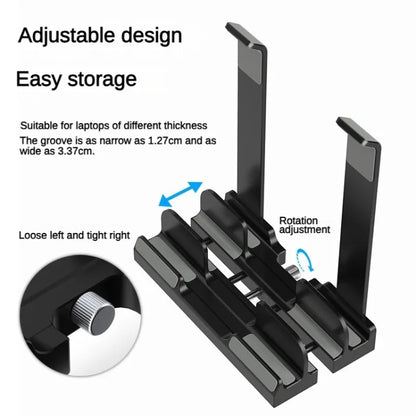 Dual-Purpose Laptop Vertical Stand Storage Rack Desktop Heightening Cooling Base(Black) - Laptop Stand by buy2fix | Online Shopping UK | buy2fix