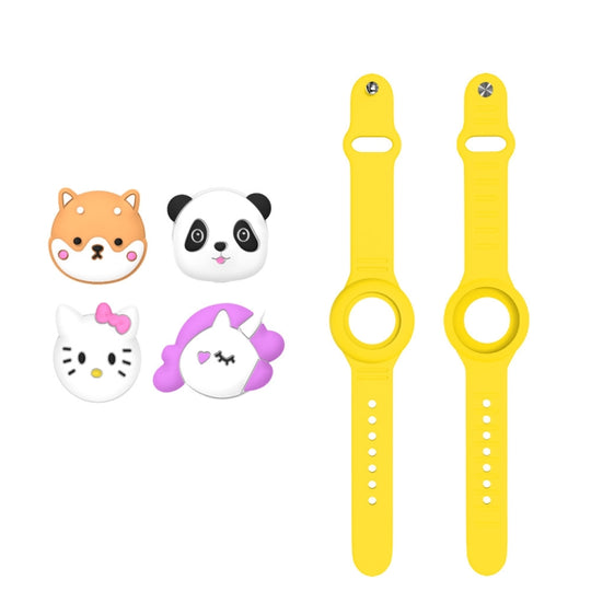 For AirTag 2nd Gen / AirTag 1st Gen Watch Strap Cartoon Cute Anti-Lost Device Silicone Protective Cover, Color: Yellow
