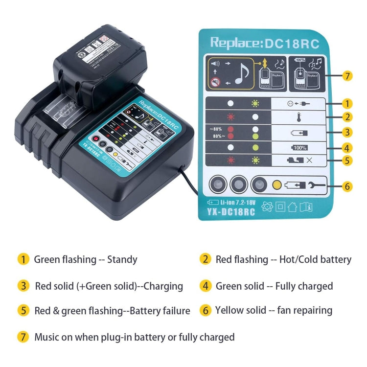 LUOMASHI For Makita 18V Lithium Battery Charger, Model: UK Plug - Electric Saws & Accessories by LUOMASHI | Online Shopping UK | buy2fix