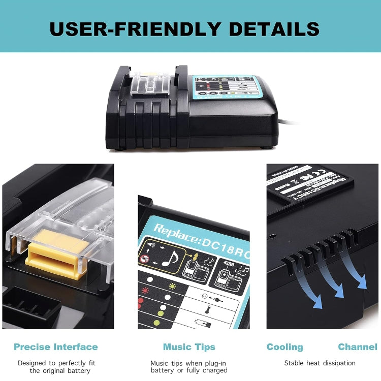 LUOMASHI For Makita 18V Lithium Battery Charger, Model: EU Plug - Electric Saws & Accessories by LUOMASHI | Online Shopping UK | buy2fix