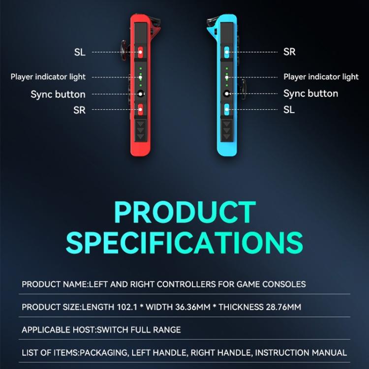 JOY-02 Gaming Left And Right Handle With RGB Lights Body Feel Bluetooth Gamepad For Switch / Switch OLED / Switch Pro / Switch Lite / Switch Joycon(Black) - Gamepads by buy2fix | Online Shopping UK | buy2fix