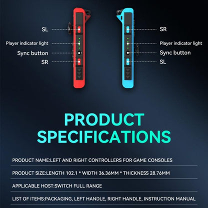 JOY-02 Gaming Left And Right Handle With RGB Lights Body Feel Bluetooth Gamepad For Switch / Switch OLED / Switch Pro / Switch Lite / Switch Joycon(Black) - Gamepads by buy2fix | Online Shopping UK | buy2fix