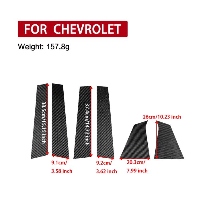 For Chevrolet Malibu XL 2016-2022 6pcs /Set Left-hand Drive B-pillar Carbon Sticker(Black) - Car Interior Mouldings by buy2fix | Online Shopping UK | buy2fix