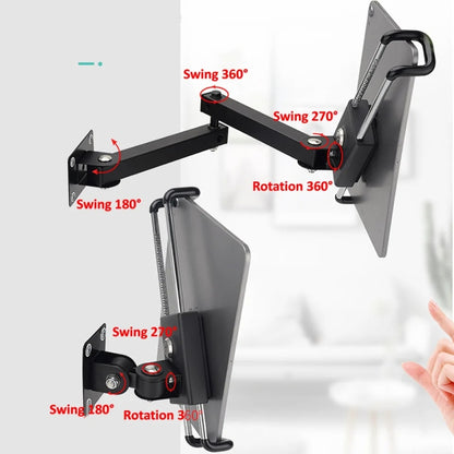 Tablet Wall Mount Holder Foldable Extendable Aluminum Alloy Mount With Anti Theft Security Lock - Lazy Bracket by buy2fix | Online Shopping UK | buy2fix