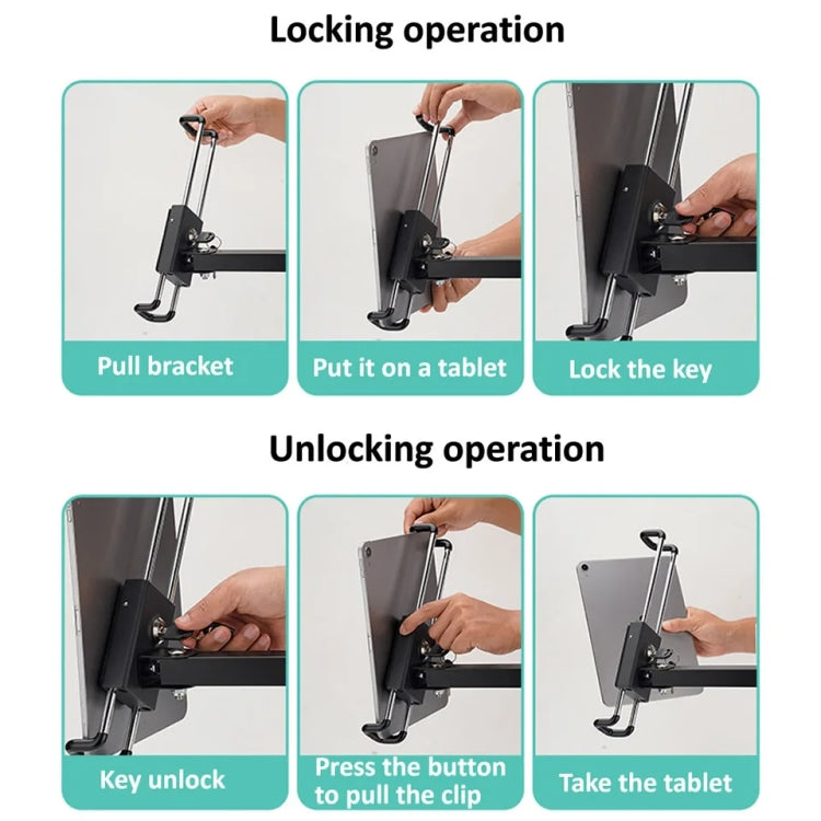 Tablet Wall Mount Holder Foldable Extendable Aluminum Alloy Mount With Anti Theft Security Lock - Lazy Bracket by buy2fix | Online Shopping UK | buy2fix