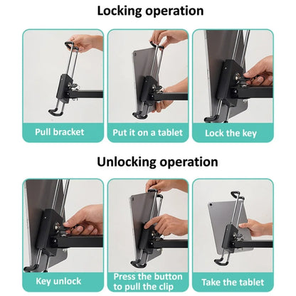 Tablet Wall Mount Holder Foldable Extendable Aluminum Alloy Mount With Anti Theft Security Lock - Lazy Bracket by buy2fix | Online Shopping UK | buy2fix