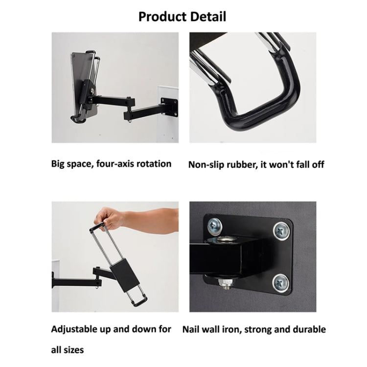 Tablet Wall Mount Holder Foldable Extendable Aluminum Alloy Mount With Anti Theft Security Lock - Lazy Bracket by buy2fix | Online Shopping UK | buy2fix