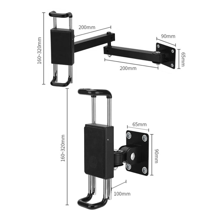 Tablet Wall Mount Holder Foldable Extendable Aluminum Alloy Mount With Anti Theft Security Lock - Lazy Bracket by buy2fix | Online Shopping UK | buy2fix