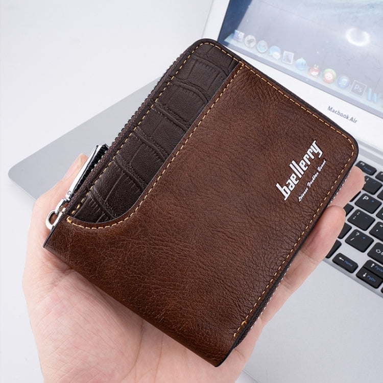 Baellerry D5101 RFID Anti-theft Spliced Short Wallet Retro Multi-card Zipper Coin Purse(Coffee) - Antimagnetic RFID Package by Baellerry | Online Shopping UK | buy2fix