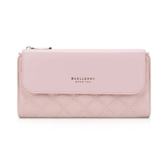 Baellerry N2403 Ladies Long Wallet with Multiple Card Slots Large Capacity Tri-fold Clutch Bag, Color: Pink - Wallets by Baellerry | Online Shopping UK | buy2fix