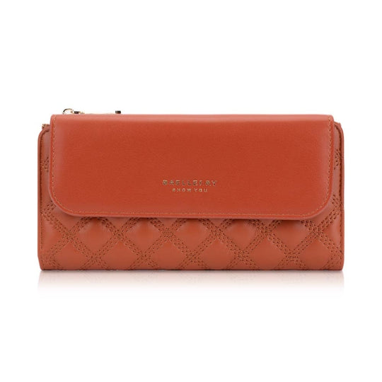 Baellerry N2403 Ladies Long Wallet with Multiple Card Slots Large Capacity Tri-fold Clutch Bag, Color: Brown
