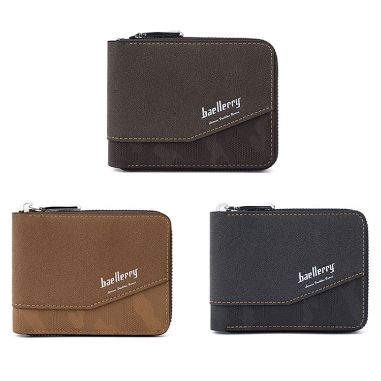 Baellerry D5106 RFID Anti-theft Retro Zipper Wallet Spliced Short Coin Purse(Coffee) - Antimagnetic RFID Package by Baellerry | Online Shopping UK | buy2fix