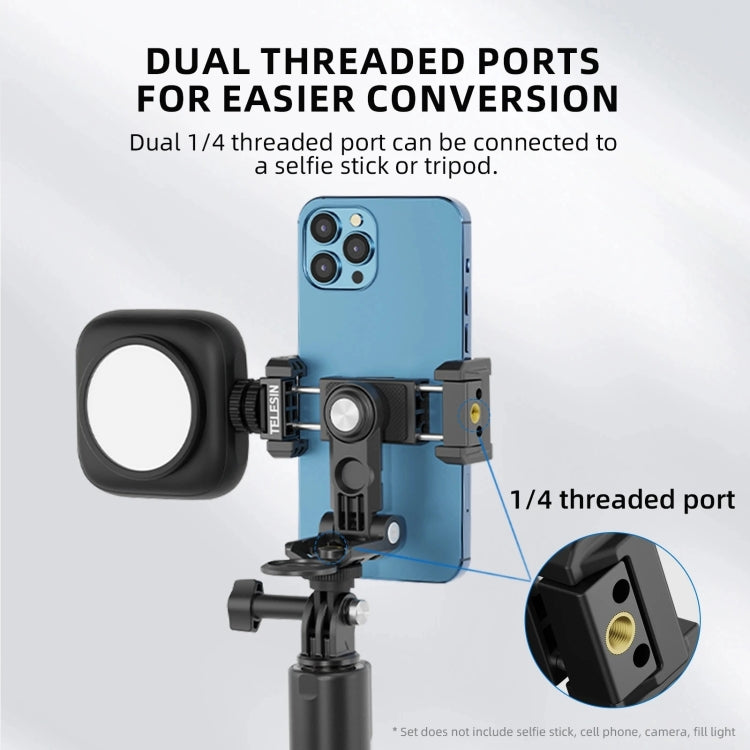 Telesin  Mobile Phone Clip 360 Degree Rotating Desktop Bracket With Cold Shoe Mount(Black) - Desktop Holder by Telesin | Online Shopping UK | buy2fix