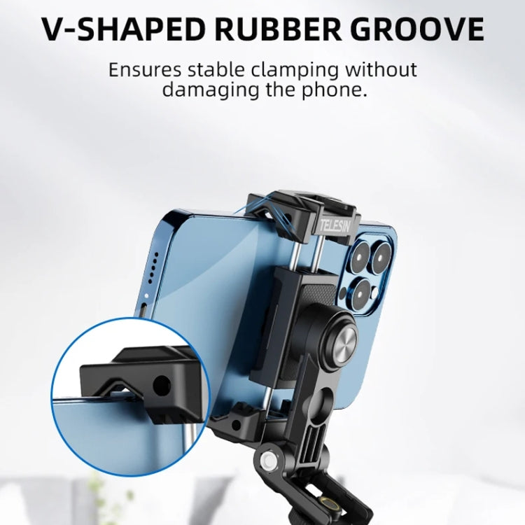 Telesin  Mobile Phone Clip 360 Degree Rotating Desktop Bracket With Cold Shoe Mount(Black) - Desktop Holder by Telesin | Online Shopping UK | buy2fix