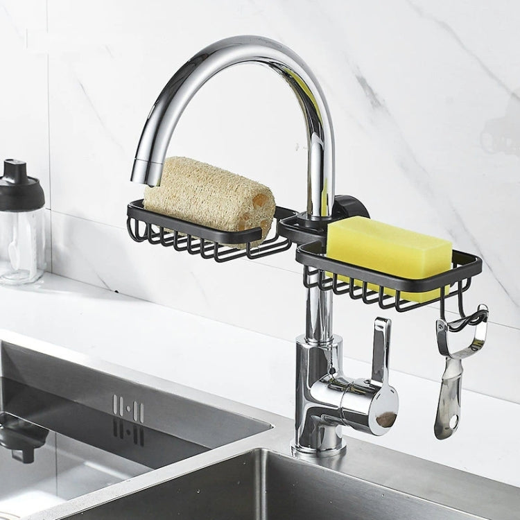 Kitchen Faucet Shelf No-Punch Sink Rag Drainage Basket Sponge Drainage Storage Rack, Style: B Silver - Shelf by buy2fix | Online Shopping UK | buy2fix