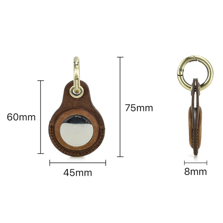 For Airtag CONTACTS FAMILY CF1139 First-layer Cowhide Tracker Protective Case Pet Locator Leather Case(Dark Brown) - Key Chain Series by CONTACTS FAMILY | Online Shopping UK | buy2fix