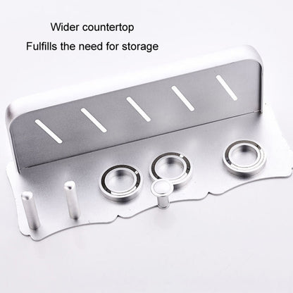 Wall Mounted Hair Dryer Holder Hole-Free Bathroom Space Aluminum Multifunctional Shelf, Style: Large Silver - Shelves by buy2fix | Online Shopping UK | buy2fix