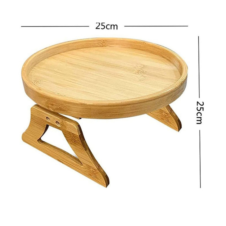 25cm Foldable Sofa Round Tray Home Couch Armrest Pallet, Style: Pine Wood - Shelf & Hooks by buy2fix | Online Shopping UK | buy2fix