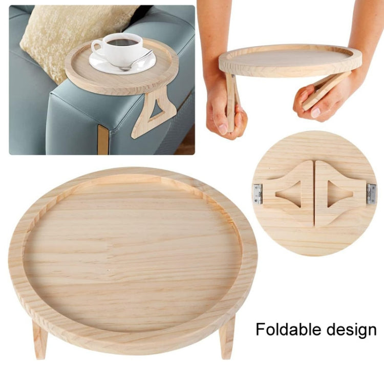 25cm Foldable Sofa Round Tray Home Couch Armrest Pallet, Style: Bamboo - Shelf & Hooks by buy2fix | Online Shopping UK | buy2fix