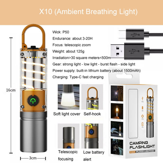 X10-P50 Outdoor LED Flashlight Multi-Functional Camping Lighting Flashlight Portable Rechargeable Work Lamp by buy2fix