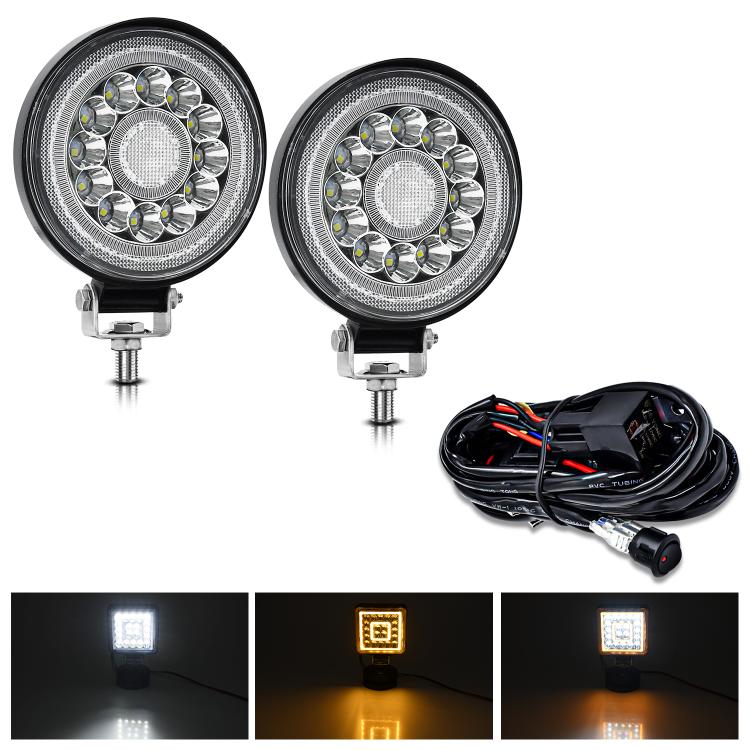 4 Inch Round Mixed Luminous Double-Circle Angel Eye Work Light(E10 1pair) - Work Lights by buy2fix | Online Shopping UK | buy2fix