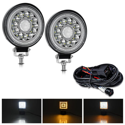 4 Inch Round Mixed Luminous Double-Circle Angel Eye Work Light(E10 1pair) - Work Lights by buy2fix | Online Shopping UK | buy2fix