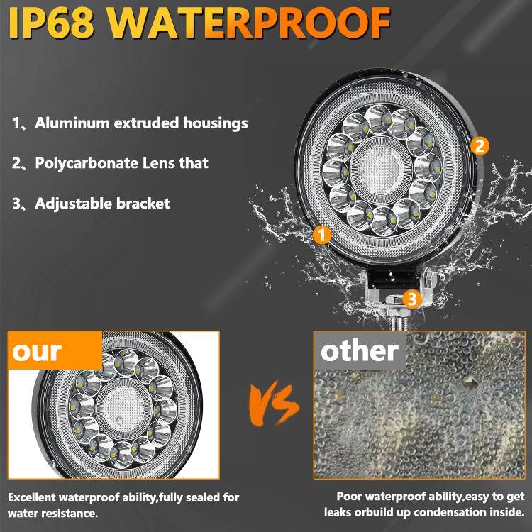 4 Inch Round Mixed Luminous Double-Circle Angel Eye Work Light(E10 1pair) - Work Lights by buy2fix | Online Shopping UK | buy2fix