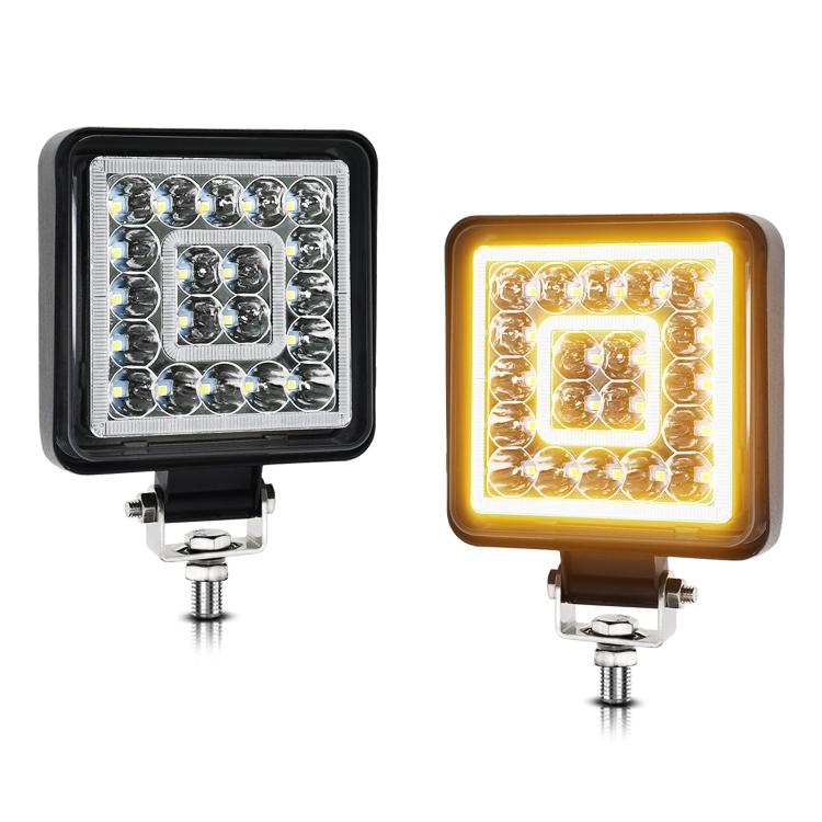 4 Inch Square Mixed Light Double-Circle Angel Eye Work Light(E10 1pair) - Work Lights by buy2fix | Online Shopping UK | buy2fix