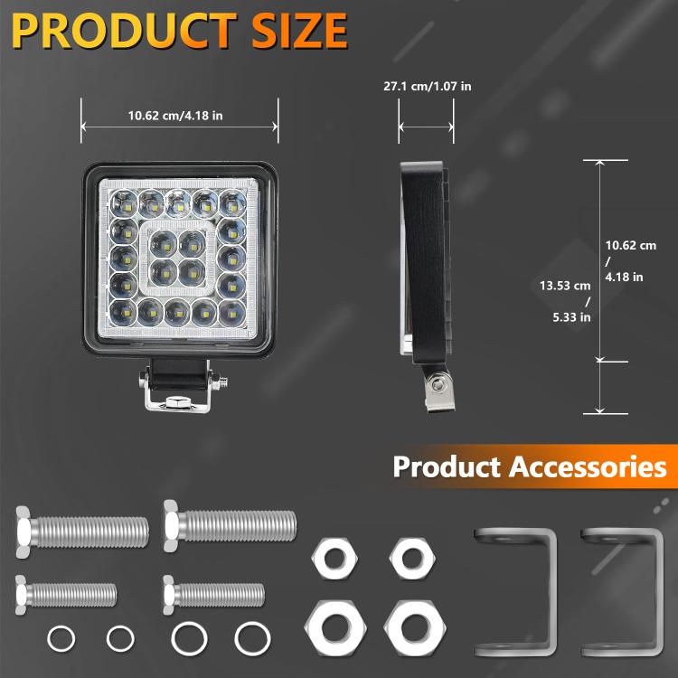 4 Inch Square Mixed Light Double-Circle Angel Eye Work Light(E10 1pair) - Work Lights by buy2fix | Online Shopping UK | buy2fix