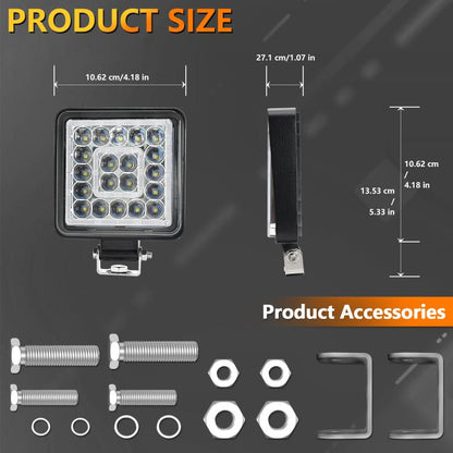 4 Inch Square Mixed Light Double-Circle Angel Eye Work Light(E10 1pair) - Work Lights by buy2fix | Online Shopping UK | buy2fix